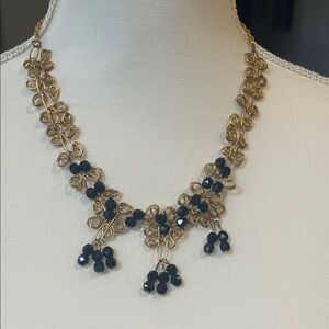 Chic Gold and Black Floral Necklace